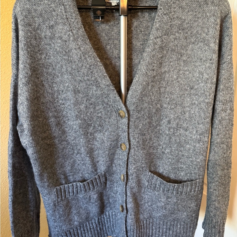 Ella Moss Gray V-Neck Cardigan Sweater